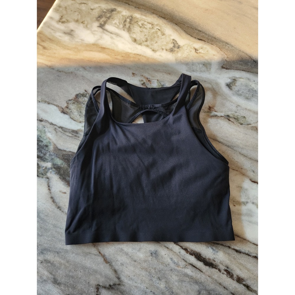 Lululemon Nulux Break Free Mesh Layered Cropped Tank Top‎ Size 4 Black